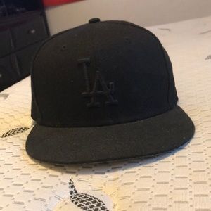 All Black Los Angeles Dodgers New Ear Hat.